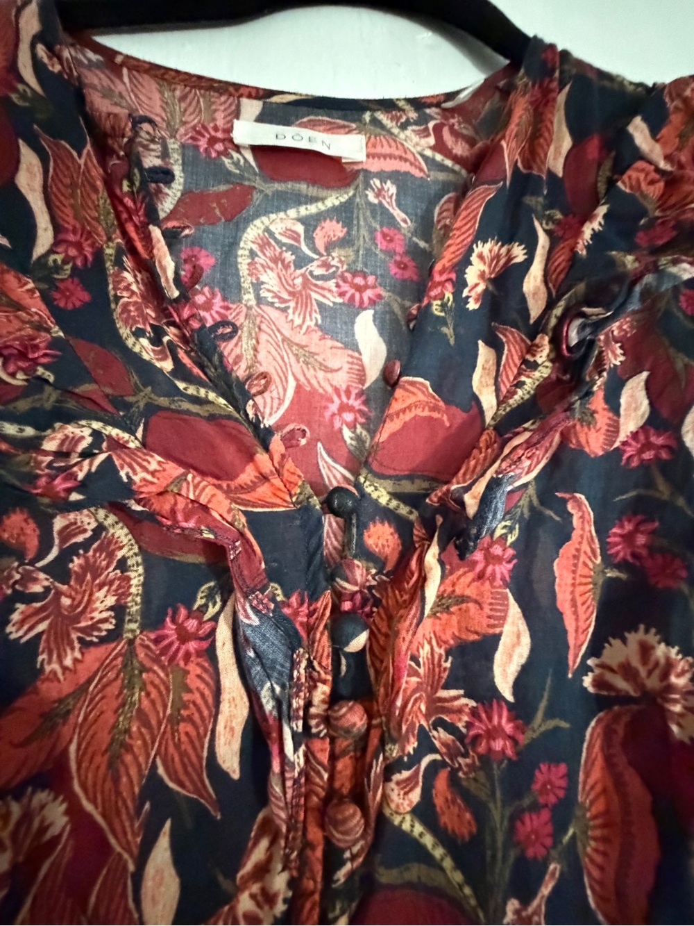 Doen Rust and Black Floral Tie-Front Maxi Dress - Picture 5 of 10